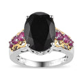 Australian Black Tourmaline and Niassa Ruby Ring in Sterling Silver - Sticky add to cart bar