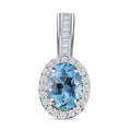 Luxoro 14K White Gold AAA Santa Maria Aquamarine and G-H I2 Diamond Halo Pendant 1.40 ctw - Sticky add to cart bar