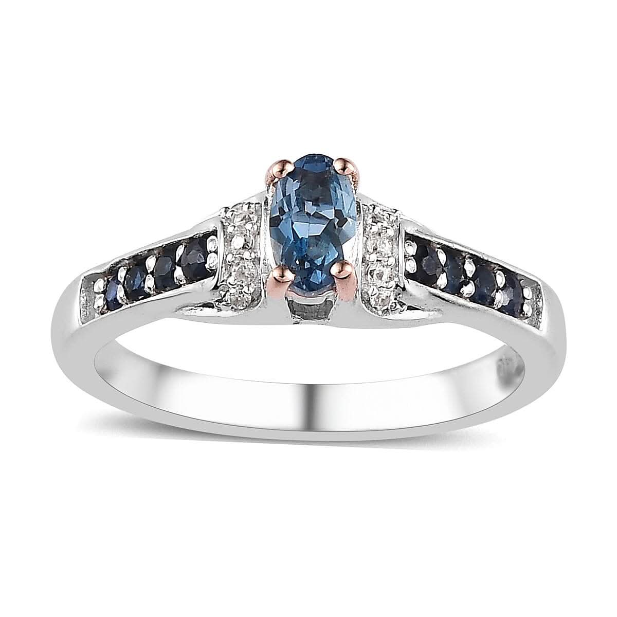 Santa Maria Aquamarine and Multi Gemstone Ring in Vermeil YG and Platinum Over Sterling Silver 0.50 ctw