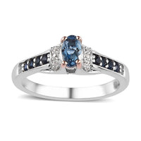 Santa Maria Aquamarine and Multi Gemstone Ring in Vermeil YG and Platinum Over Sterling Silver 0.50 ctw