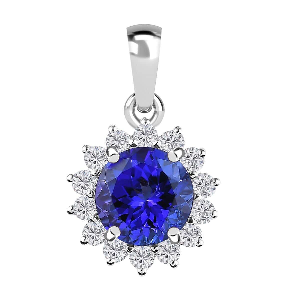 Rhapsody 950 Platinum AAAA Tanzanite and E-F VS Diamond Pendant 2.50 ctw