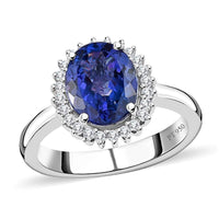 Rhapsody 950 Platinum AAAA Tanzanite and E-F VS2 Diamond Ring (Size 7.0) 6.40 Grams 4.15 ctw
