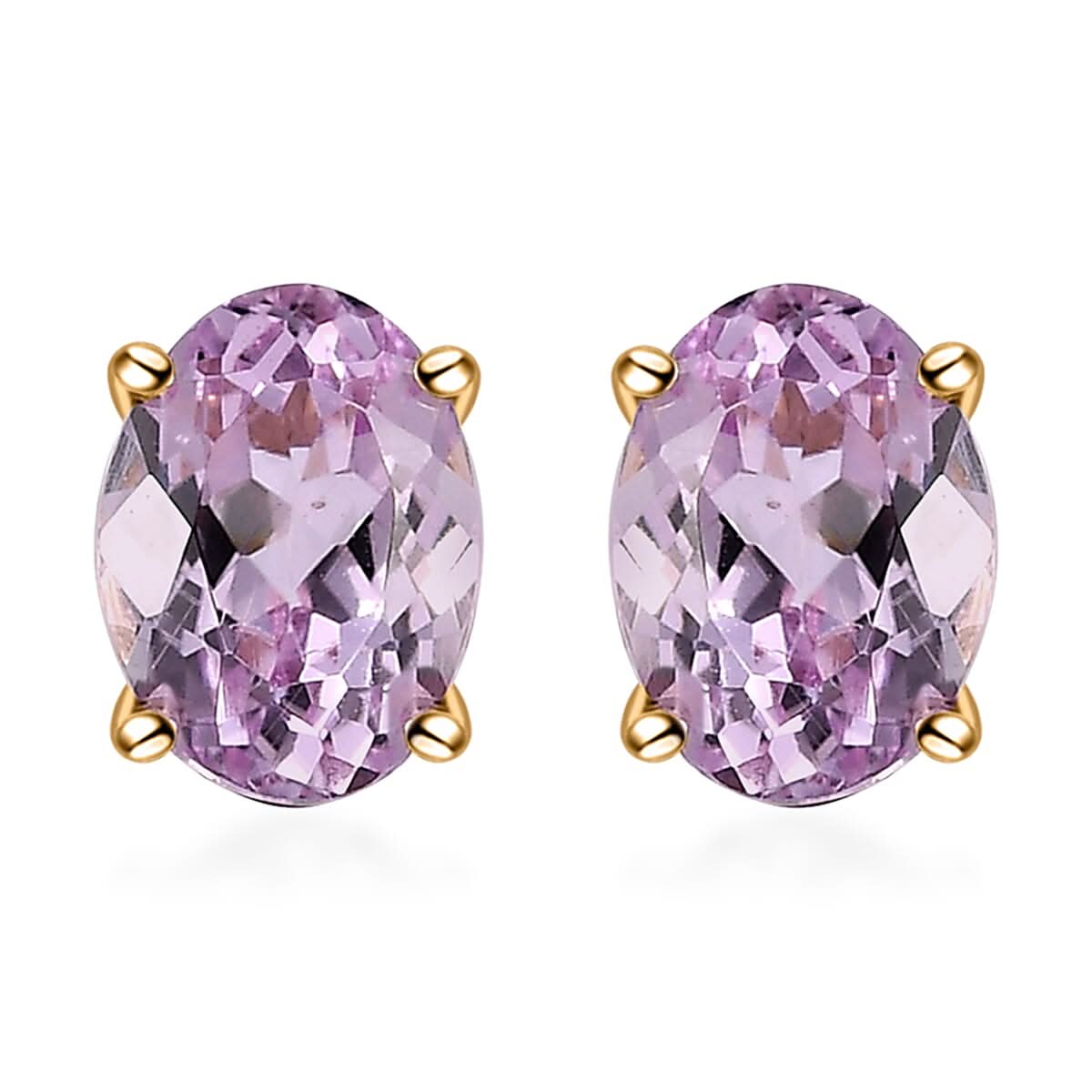 Luxoro 14K Yellow Gold AAA Martha Rocha Kunzite Stud Earrings 2.25 ctw