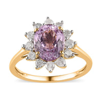 Luxoro 14K Yellow Gold AAA Martha Rocha Kunzite, Diamond (G-H, I3) (0.55 cts) Ring (Size 7.0) 3.15 ctw