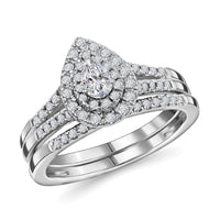 14K White Gold Diamond (G-H, SI1-SI2) Bridal Set (Size 7.0) (4.65 g) 0.60 ctw