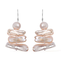 Freshwater Pearl Earrings in Rhodium Over Sterling Silver