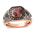 Blush Apatite, Natural Champagne and White Diamond Ring in Vermeil Rose Gold Over Sterling Silver (Size 10.0) 1.50 ctw - Sticky add to cart bar
