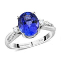 Certified and Appraised Rhapsody 950 Platinum AAAA Tanzanite and E-F VS Diamond Ring 5.25 Grams 2.35 ctw - Sticky add to cart bar