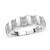 Moissanite Ring in Platinum Over Sterling Silver (Size 9) 0.30 ctw