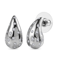 Moissanite Rain Drop Tear Drop Statement Earrings in Platinum Over Sterling Silver 1.00 ctw