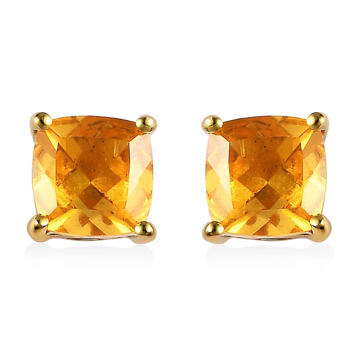 Premium BURITI Fire Opal Solitaire Stud Earrings in Vermeil Yellow Gold Over Sterling Silver 1.25 ctw