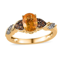 Premium Brazilian Fire Opal, Multi Gemstone Ring in Vermeil YG Over Sterling Silver (Size 10.0) 1.00 ctw