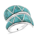 Santa Fe Style Turquoise Ring in Sterling Silver (Size 10.0) 5.50 ctw - Sticky add to cart bar