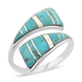 Santa Fe Style Kingman Turquoise Bypass Ring in Sterling Silver (Size 10.0) 4.80 ctw - Sticky add to cart bar