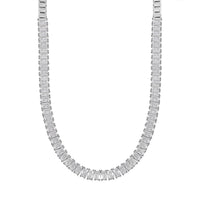 Lustro Stella Finest CZ Necklace (13-16 Inches) in Rhodium Over Sterling Silver 56.80 ctw