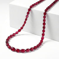 Certified & Appraised Rhapsody 950 Platinum AAAA Ouro Fino Rubellite Beaded Graduated Necklace 18 Inches with 2 Inch Extender 100.00 ctw