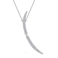 Lustro Stella Finest CZ Horn Necklace (18-20 Inches) in Rhodium Over Sterling Silver 1.30 ctw
