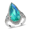 Peacock Quartz (Triplet) and Multi Gemstone Halo Ring in Platinum Over Sterling Silver 11.75 ctw - Sticky add to cart bar