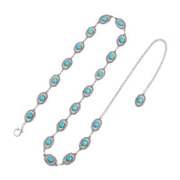 Constituted Blue Howlite Belt in Silvertone (32-45 Inches) 100.00 ctw