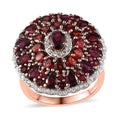 Premium Anthill Garnet and White Zircon Cocktail Ring in Vermeil Rose Gold Over Sterling Silver (Size 10.0) 8.25 ctw - Sticky add to cart bar