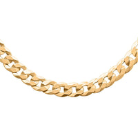 Italian 14K Yellow Gold Over Sterling Silver Flat Curb Chain Necklace 20 Inches 9.5 Grams