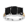 Australian Black Tourmaline 3 Stone Ring in 14K YG and Platinum Over Copper (Size 10.0) 3.65 ctw - Sticky add to cart bar