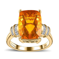Luxoro 10K Yellow Gold Premium Brazilian Fire Opal and G-H I3 Diamond Ring (Size 6.0) 4.85 ctw