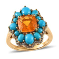 Premium Brazilian Fire Opal, Multi Gemstone Ring in Vermeil YG Over Sterling Silver (Size 10.0) 4.20 ctw - Sticky add to cart bar