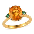 Premium Brazilian Fire Opal, Boyaca Colombian Emerald Ring in Vermeil YG Over Sterling Silver (Size 10.0) 2.75 ctw - Sticky add to cart bar