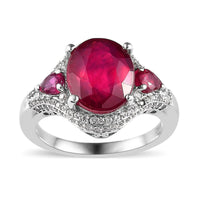 Niassa Ruby (FF), White Zircon Ring in Platinum Over Sterling Silver (Size 10.0) 6.75 ctw