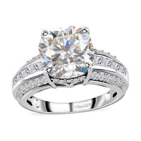 Moissanite Ring in Platinum Over Sterling Silver 6.00 ctw
