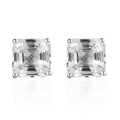 D'Joy Asscher Cut White Topaz 2.70 ctw Solitaire Stud Earrings in Sterling Silver - Sticky add to cart bar