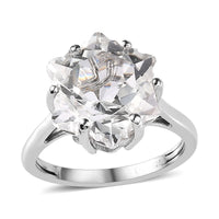 White Topaz Solitaire Ring in Platinum Over Sterling Silver (Size 10.0) 9.10 ctw
