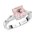 Luxoro 14K White Gold AAA Pink Morganite and I2 Brown Diamond Ring 1.80 ctw - Sticky add to cart bar