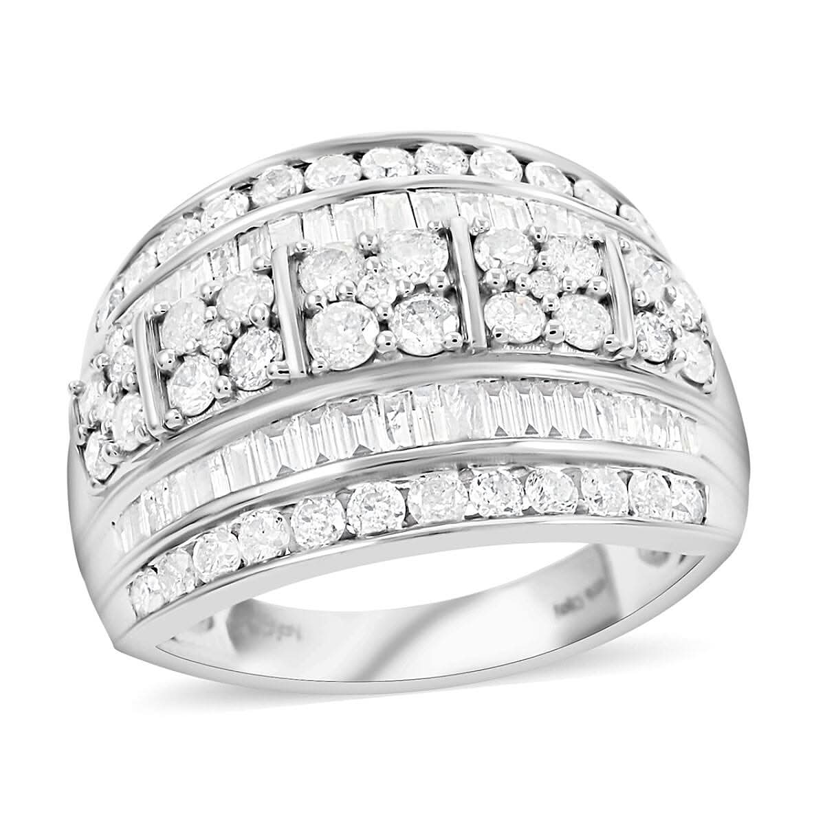 Doorbuster Diamond Cluster Ring in Platinum Over Sterling Silver (Size 10.0) 2.00 ctw