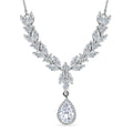 Moissanite Drop Necklace 18 Inches in Platinum Over Sterling Silver 7.25 ctw - Sticky add to cart bar