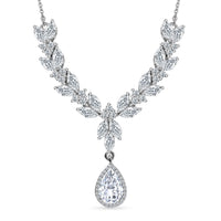 Moissanite Drop Necklace 18 Inches in Platinum Over Sterling Silver 7.25 ctw