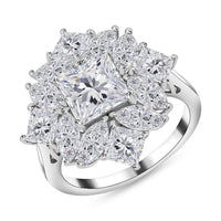 Moissanite Ring in Platinum Over Sterling Silver 5.15 ctw (Del. in 7-10 Days)