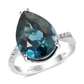 Certified and Appraised Luxoro 10K White Gold AAA London Blue Topaz and I2 Diamond Ring (Size 10.0) 10.85 ctw - Sticky add to cart bar