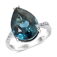 Certified and Appraised Luxoro 10K White Gold AAA London Blue Topaz and I2 Diamond Ring (Size 10.0) 10.85 ctw