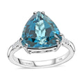 Certified and Appraised Luxoro 10K White Gold AAA London Blue Topaz and I2 Diamond Ring (Size 10.0) 6.00 ctw - Sticky add to cart bar