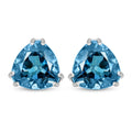 Certified and Appraised Luxoro 10K White Gold AAA London Blue Topaz Solitaire Stud Earrings 4.10 ctw - Sticky add to cart bar