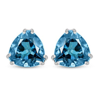 Certified and Appraised Luxoro 10K White Gold AAA London Blue Topaz Solitaire Stud Earrings 4.10 ctw