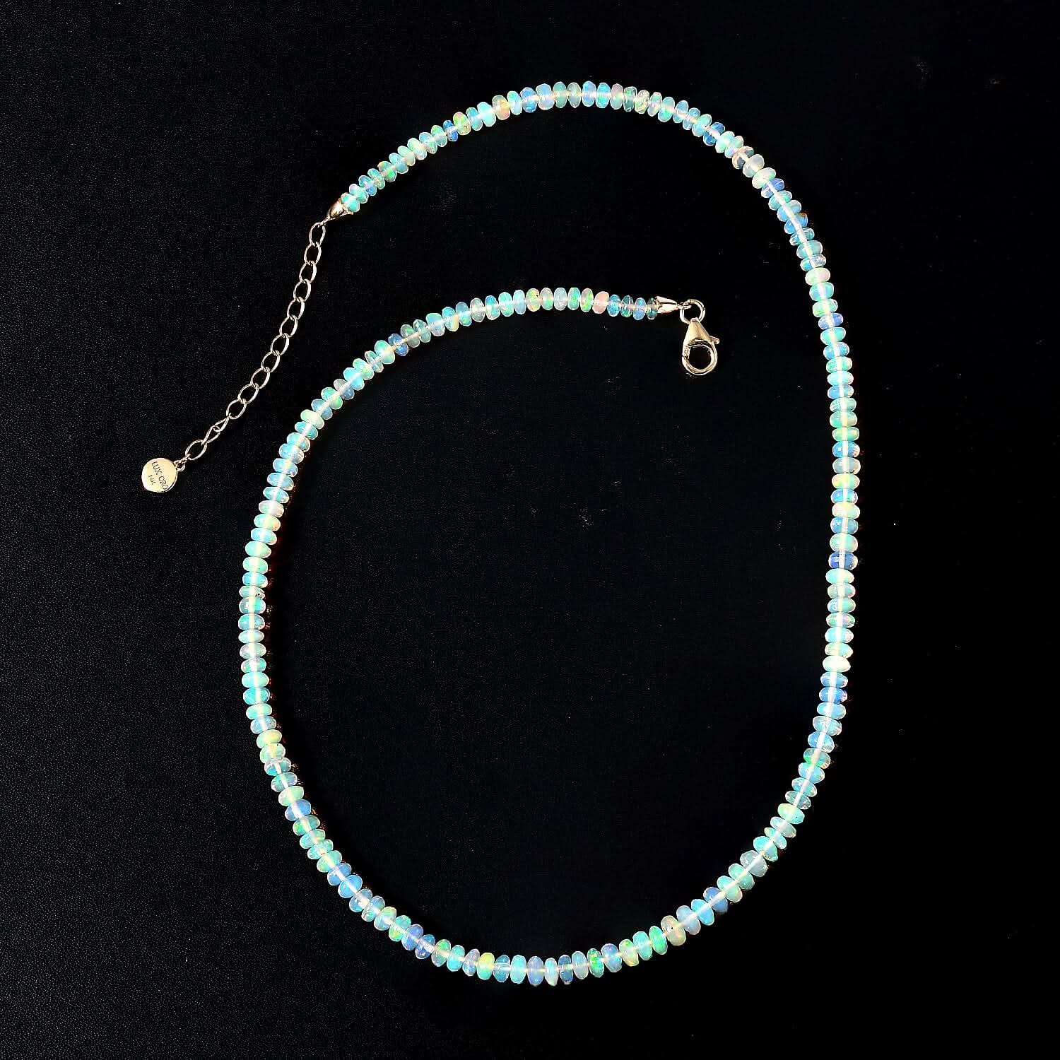 Certified & Appraised Luxoro 14K Yellow Gold AAA Ethiopian Welo Opal Beaded Graduation Necklace 18 Inches with 2 Inch Extender 40.00 ctw