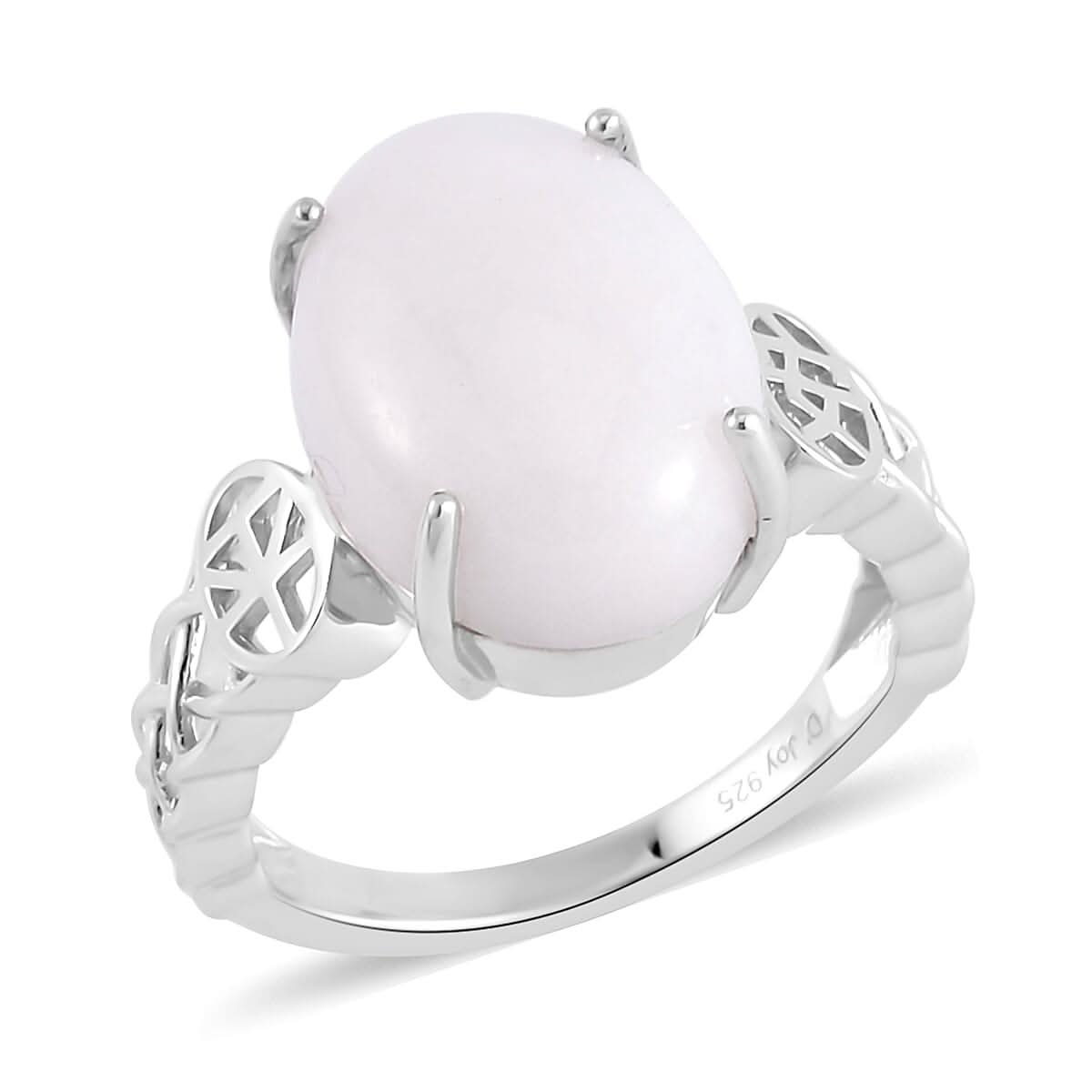 Natural Jade Solitaire Ring in Rhodium Over Sterling Silver (Size 10.0) 11.35 ctw