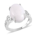 Natural Jade Solitaire Ring in Rhodium Over Sterling Silver (Size 10.0) 11.35 ctw - Sticky add to cart bar