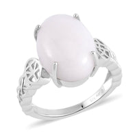 Natural Jade Solitaire Ring in Rhodium Over Sterling Silver (Size 10.0) 11.35 ctw