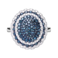 Blue and White Diamond Ring in Platinum Over Sterling Silver 1.50 ctw
