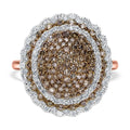 Natural Champagne and White Diamond Cluster Ring in Vermeil RG Over Sterling Silver (Size 6.0) 1.50 ctw - Sticky add to cart bar