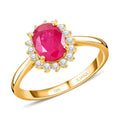 Certified & Appraised Iliana 18K Yellow Gold AAAA Mozambique Ruby and G-H SI Diamond Ring (Size 10.0) 2.00 ctw - Sticky add to cart bar